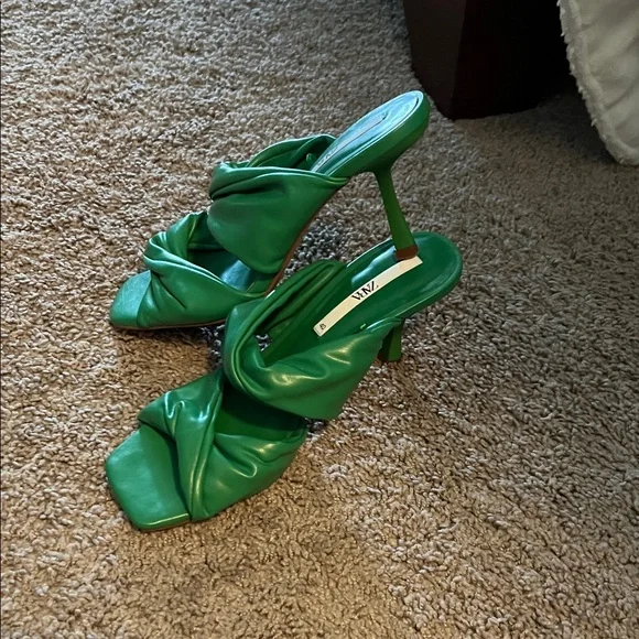 Zara Emerald Green Heeled Mules - Picture 1 of 1